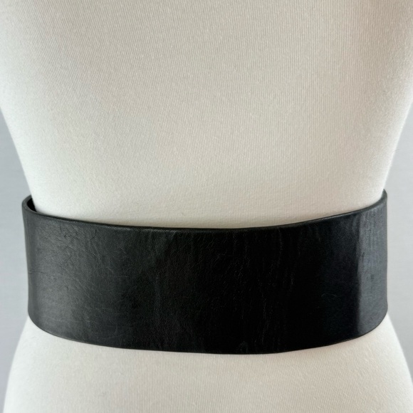 Jill Stuart Vintage Black Genuine Leather Bow Tie Wide Belt - Picture 6 of 12